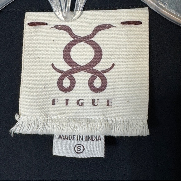 Figue Navy Embroidered Floral Blouse Small Luxurious Pajama Style - Picture 3 of 5